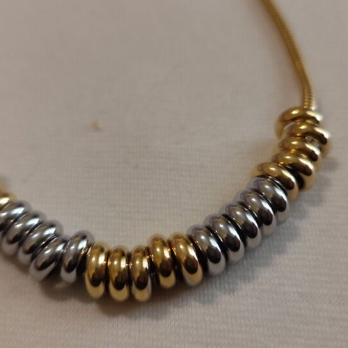 Two-tone necklace and bracelet set made of stainless steel, new
