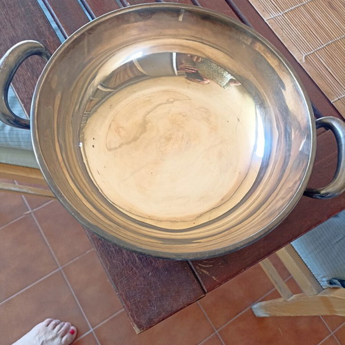 Silver-plated brass serving dish used, Italian origin, late 19th century