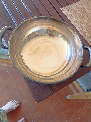 Silver-plated brass serving dish used, Italian origin, late 19th century