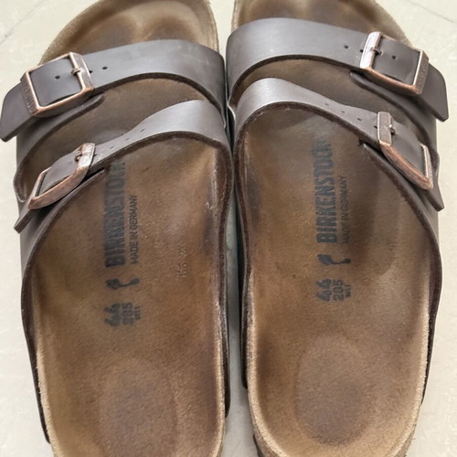 Birkenstock leather men's sandals size 44 Birko-Flor like new, brown