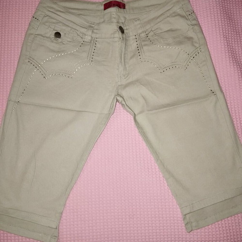 Pants s-m knee-length in beige and olive colors like new