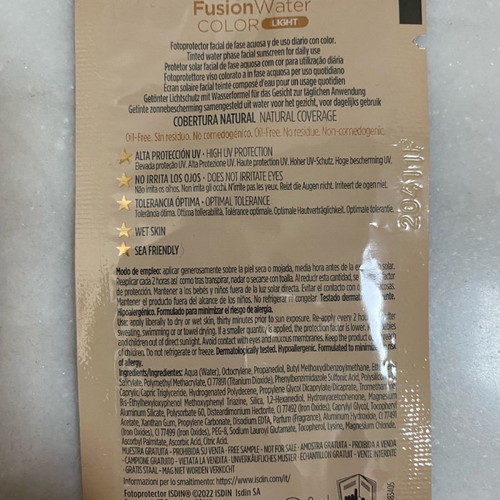 Isdin Fotoprotector Fusion Water Face Sunscreen SPF50 with Color 2ml new