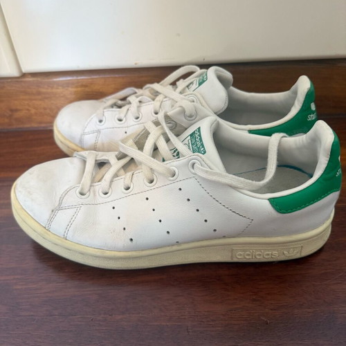 Adidas Stan Smith sneakers used, white and green, size 38