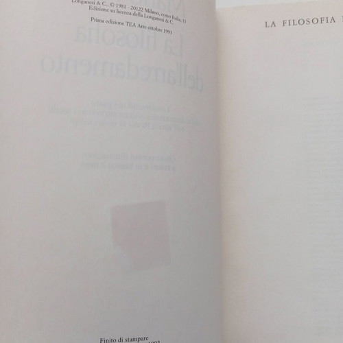 La Filosofia dell' Arredamento Mario Praz book like new, Italian