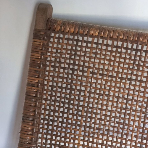 Πολυθρόνα lounge σαν καινούργιο από ξύλο μάνγκο με baboo πλέξη και σχοινί