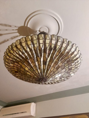 Authentic Meyda Tiffany 243228 Lotus Leaf Ceiling Light used