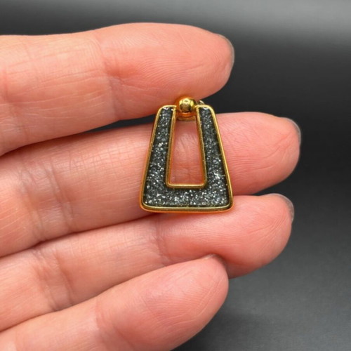 Earrings new, gold-plated brass 24K with glitter enamel and titanium posts