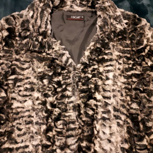 Oscar faux fur short jacket used, gray, size 50 (L)