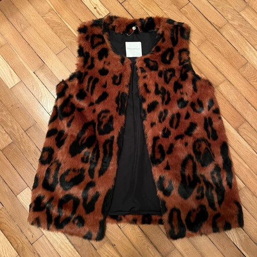 Dino Apelle fur plush vest like new, black and brown, size L