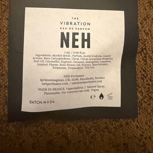 Neh Perfumes The Vibration 2ml Eau de Parfum δοκιμαστικό καινούργιο