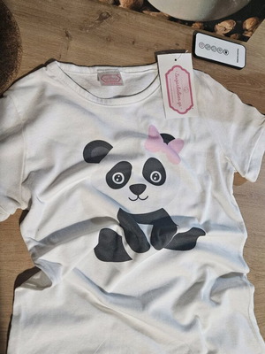 Girls' T-shirt 4-6 years with bear design new, white