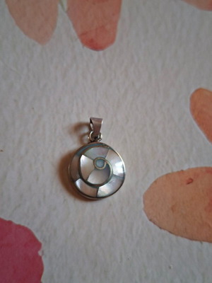 Silver 950 Pachamama Pendant handmade with natural mother of pearl