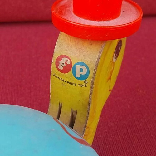 Fisher Price Turtle Toy 1970 Used Plastic and Wood