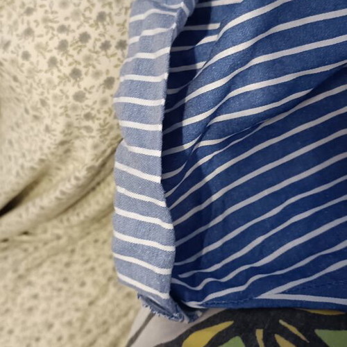 Plus size 3XL women's striped shirt, short sleeve, white and blue