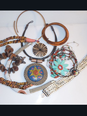 Ethnic necklace set like new, sold together