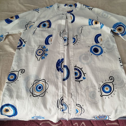 Indian kaftan one size, white and blue