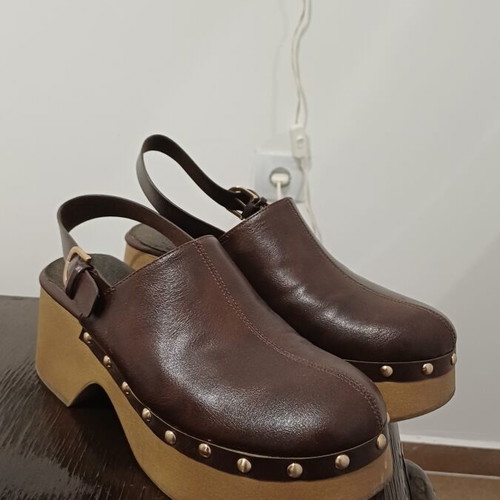 Mules with leather sole like new, size 39, brown