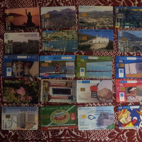 Phone cards used, pack of 20 pieces