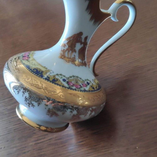 Imperia Limoges porcelain jug hand-painted, like new, 22 ct gold