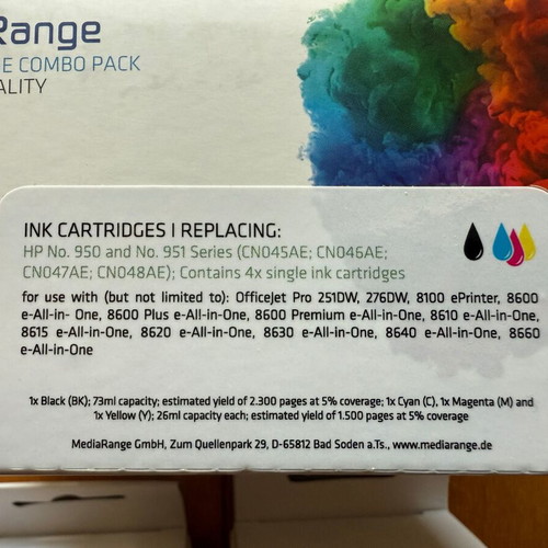 Compatible HP 950XL Black, HP 951XL Magenta, Yellow, Cyan ink cartridges new