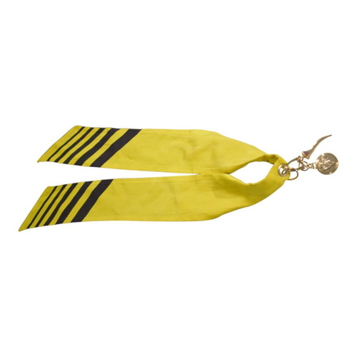 Gucci Twilly yellow black striped silk scarf choker bag charm