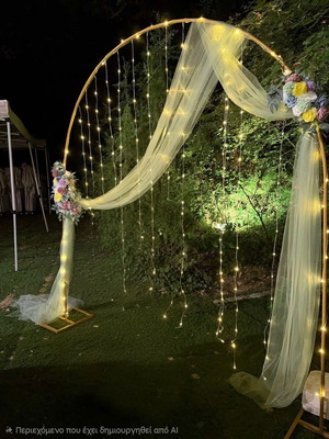 Wedding arch with decoration and lighting like new