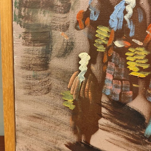 Oil painting on canvas used with traditional Greek scene