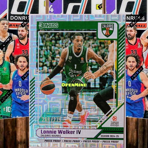 Walker IV Press Proof Card Numbered 275, Zalgiris Kaunas, Donruss Euroleague 2024-25 new