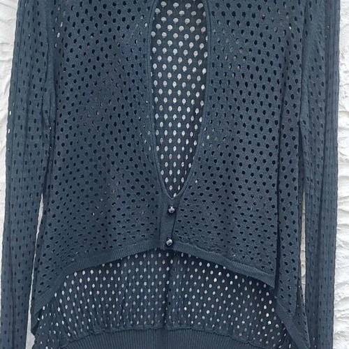 Transparent blouse with open back like new, black, one size