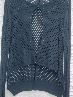 Transparent blouse with open back like new, black, one size