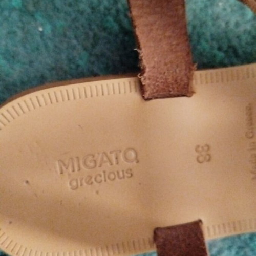 Migato leather classic flat sandals like new, size 38