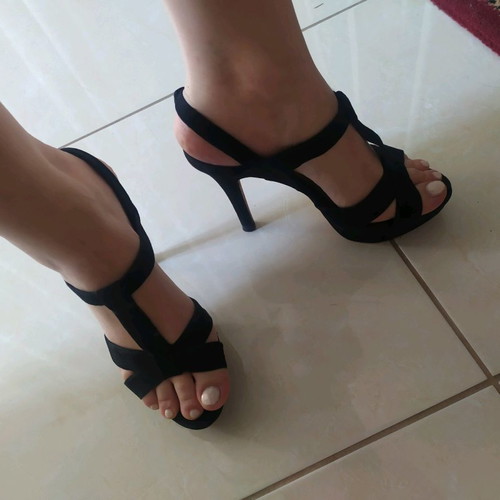 Schutz black suede sandals used, heel height 12cm, platform 3cm, size 37