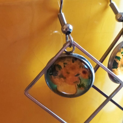 Vincent Van Gogh Sunflowers Earrings Set new, stainless steel