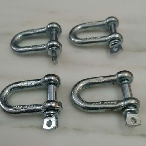 Galvanized nautical D-type shackles set of 4, new