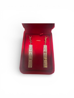 Σκουλαρίκια YSL Yves Saint Laurent μακριά με κρύσταλλα σαν καινούργια, χρυσαφί