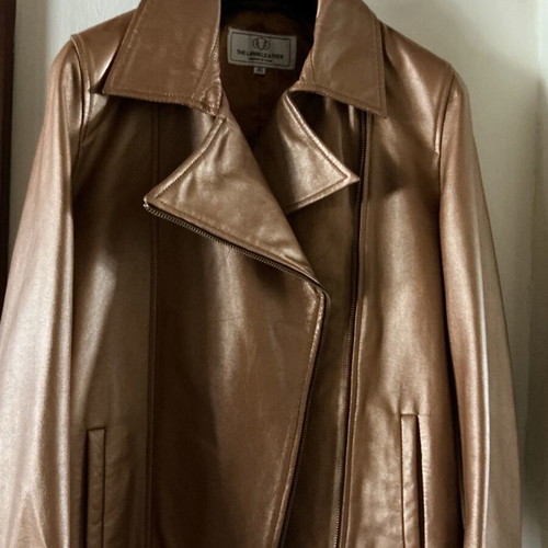 Biker jacket metallic gold like new, lamb leather, size 40