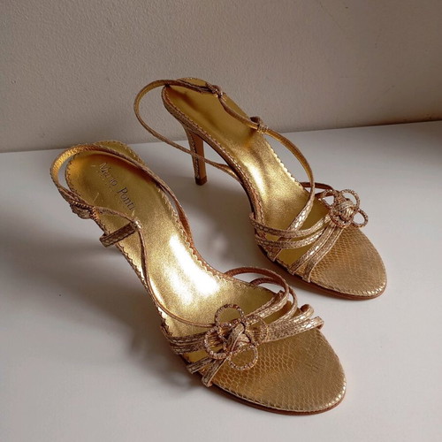 Mario Ponti leather sandals used, gold, size 39
