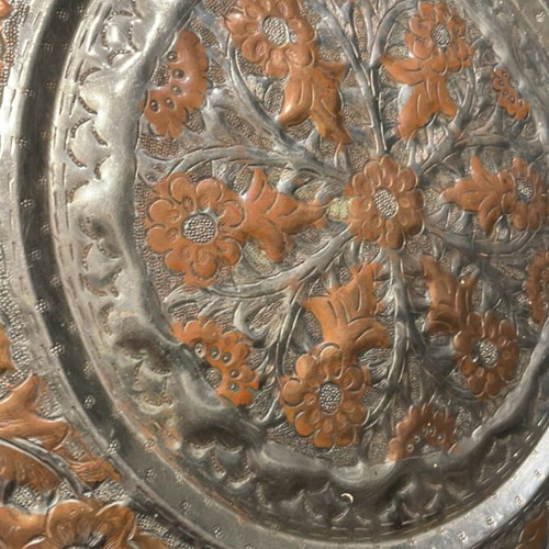 Decorative wall plate copper carved handmade like new