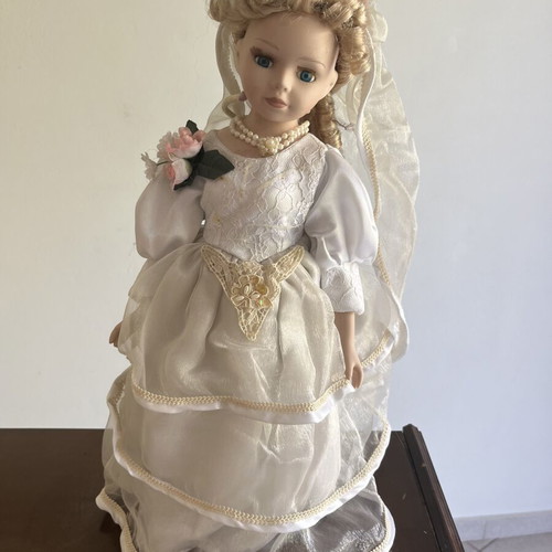 Porcelain doll with wedding dress, 40 cm
