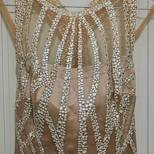 Formal dress like new, size S, beige with gold tones