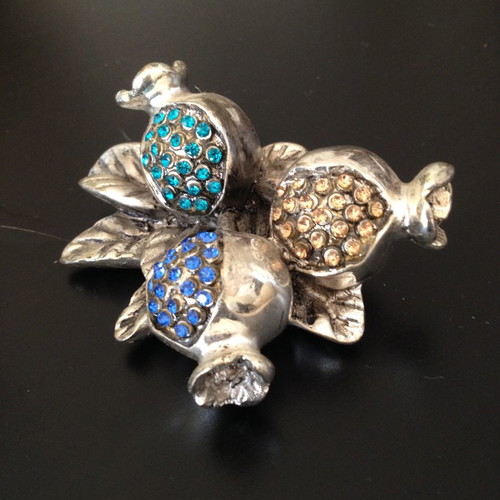 Christmas silver-plated decorations new, Italian pomegranates