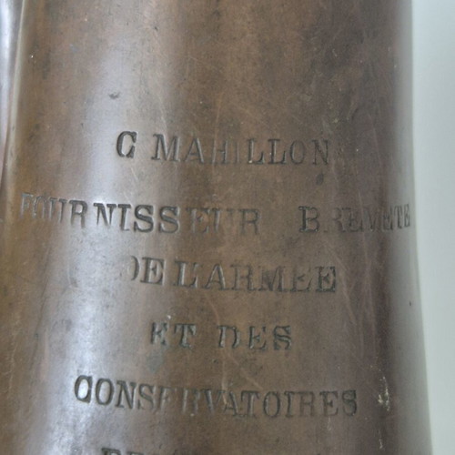 C. Mahillon brass bugle and WW1 infantry signalman portrait