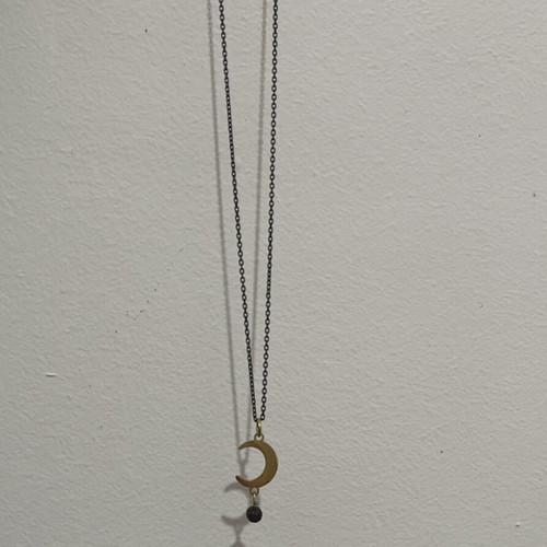 Stainless steel chain with gold moon pendant new handmade unworn