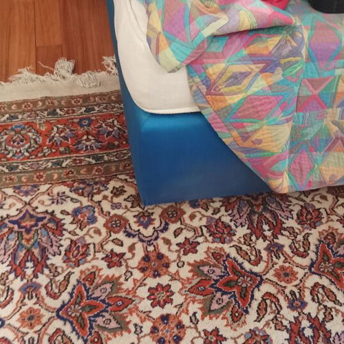 Single bed with base used, blue fabric upholstery 1.20x2.00