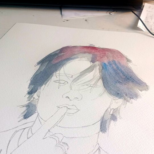 Fan art sketch of I.N. from Stray Kids new, handmade watercolor A4