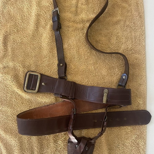 Military belt Sam Brown officer Greek army like new with sword frog
