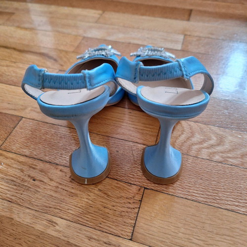 Summer heels like new turquoise with silver design, size 38 L.DAY
