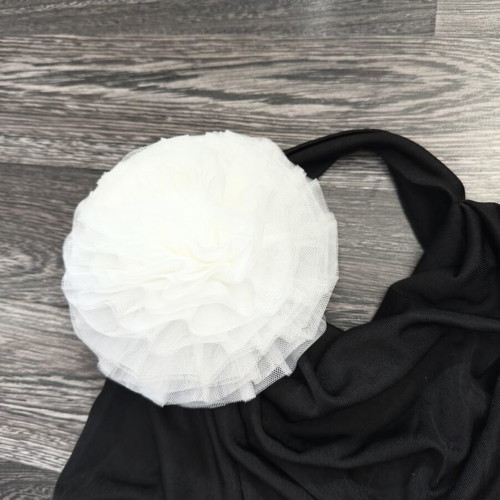 Zara elegant black dress with white flower accent, size S