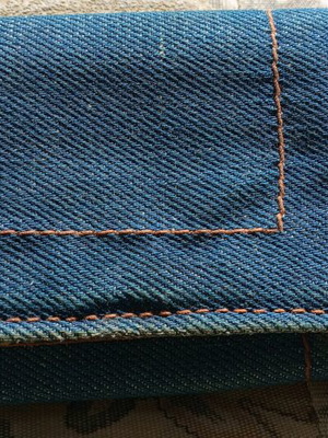 Vintage style wallet from denim and leather like new, blue and brown