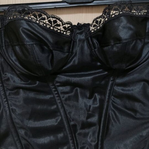 Silhouette women's corset used, black satin, size 80B